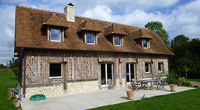 Longère en construction au Breuil en Auge